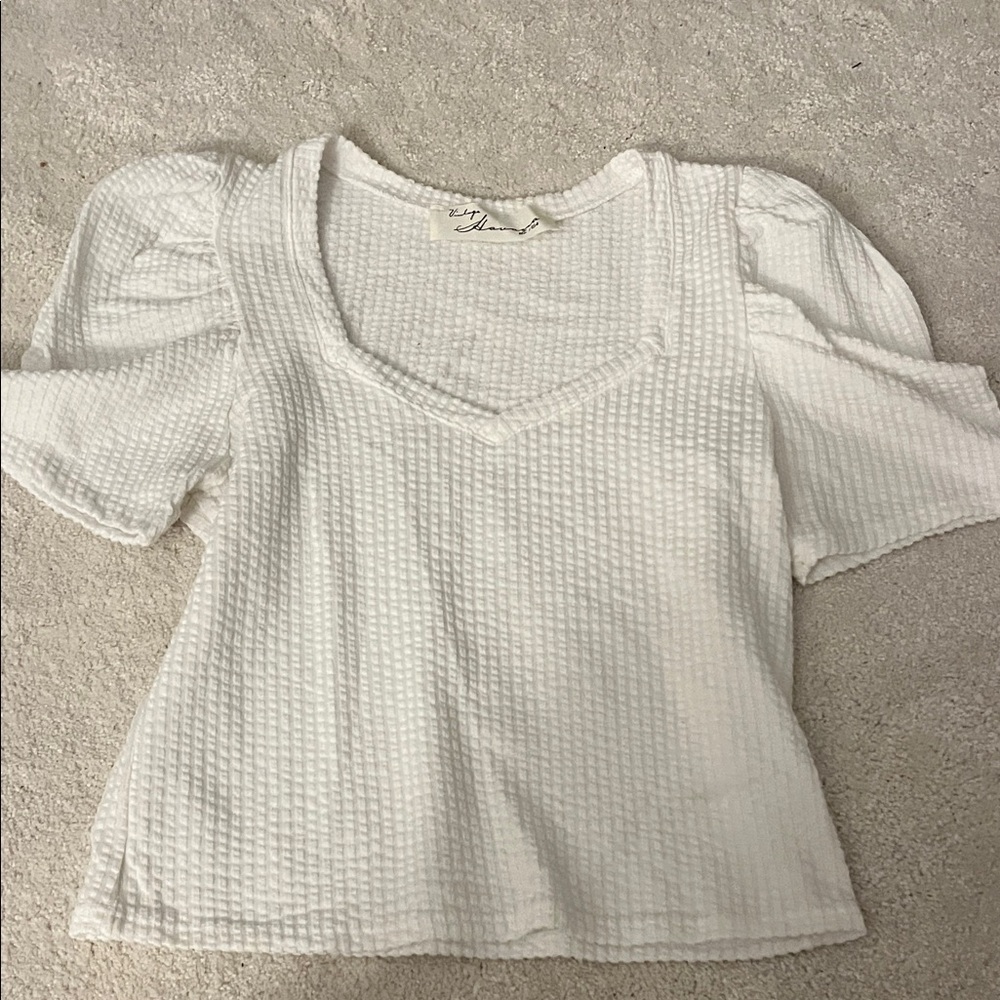 White Textured Women's Top